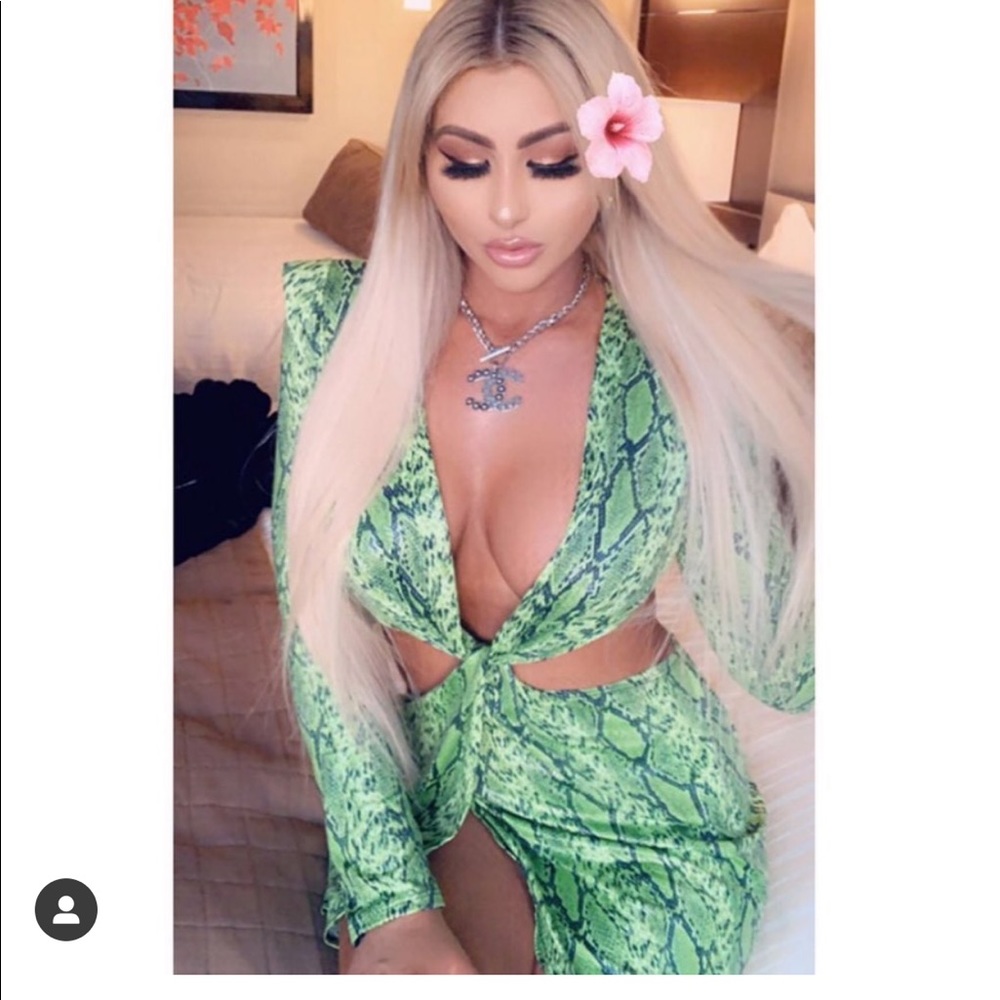 Snakeskin green dress